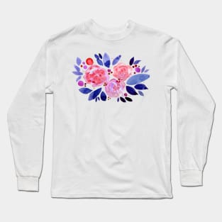 Watercolor flower bouquet - pink and blue Long Sleeve T-Shirt